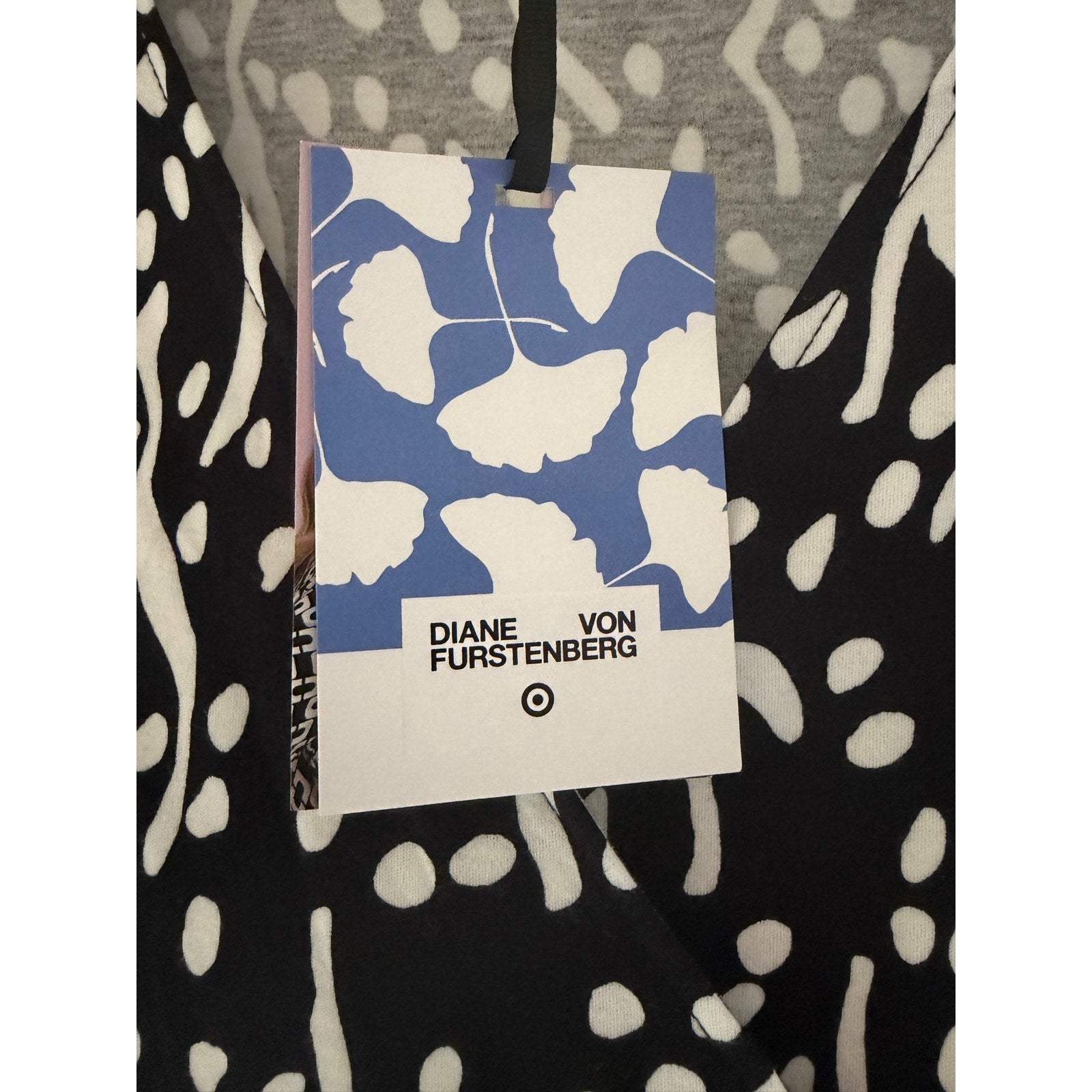 NWT Diane von Furstenberg for Target Wrap Midi Dress XS Black White Print