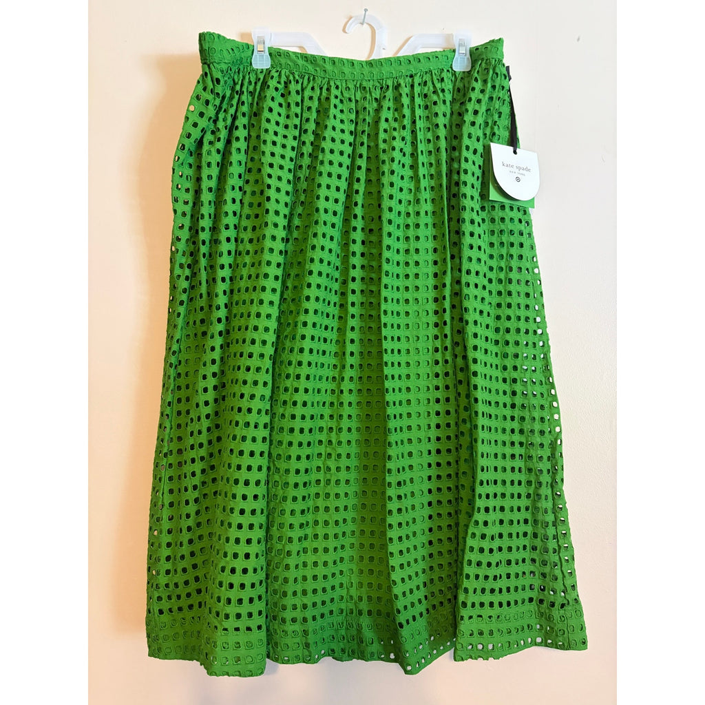 Kate Spade New York Target Green Eyelet Midi Skirt XL NWT Elastic Waist