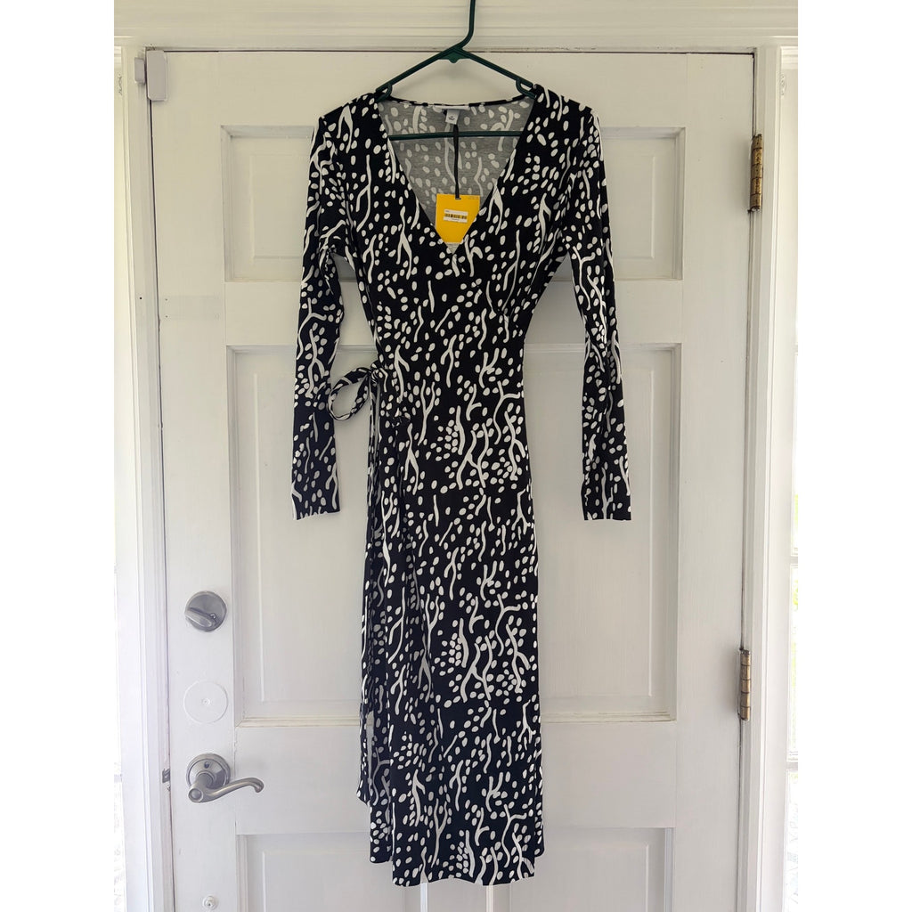 NWT Diane von Furstenberg for Target Wrap Midi Dress XS Black White Print