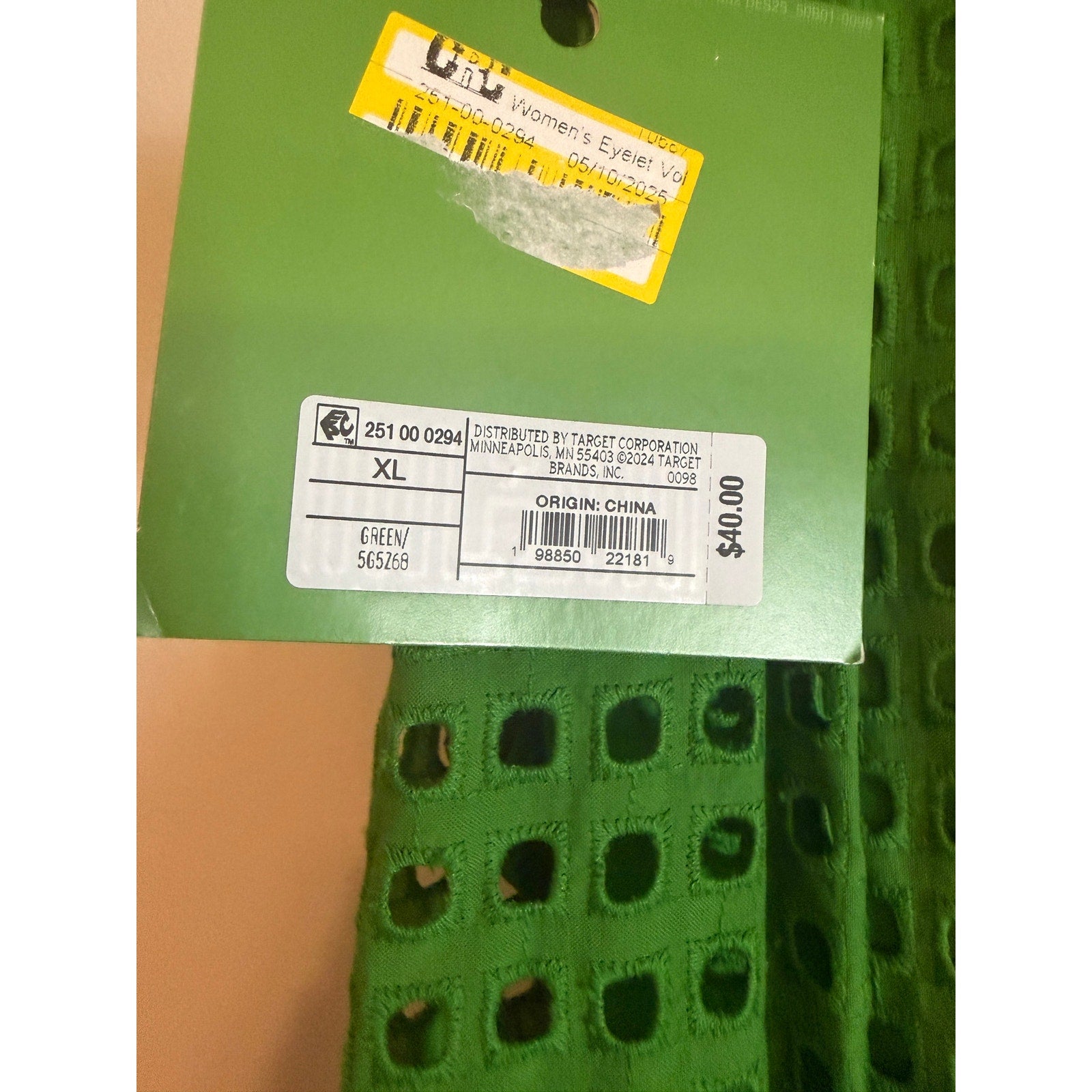 Kate Spade New York Target Green Eyelet Midi Skirt XL NWT Elastic Waist
