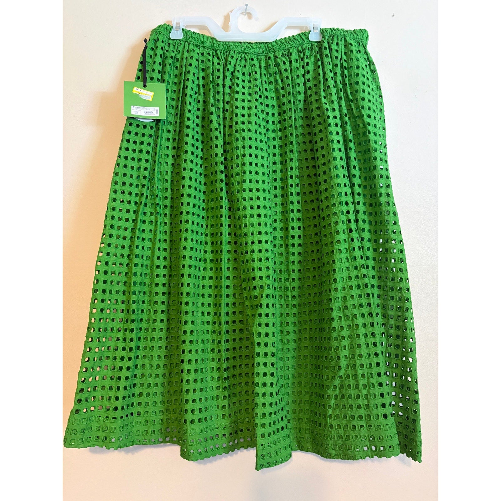 Kate Spade New York Target Green Eyelet Midi Skirt XL NWT Elastic Waist