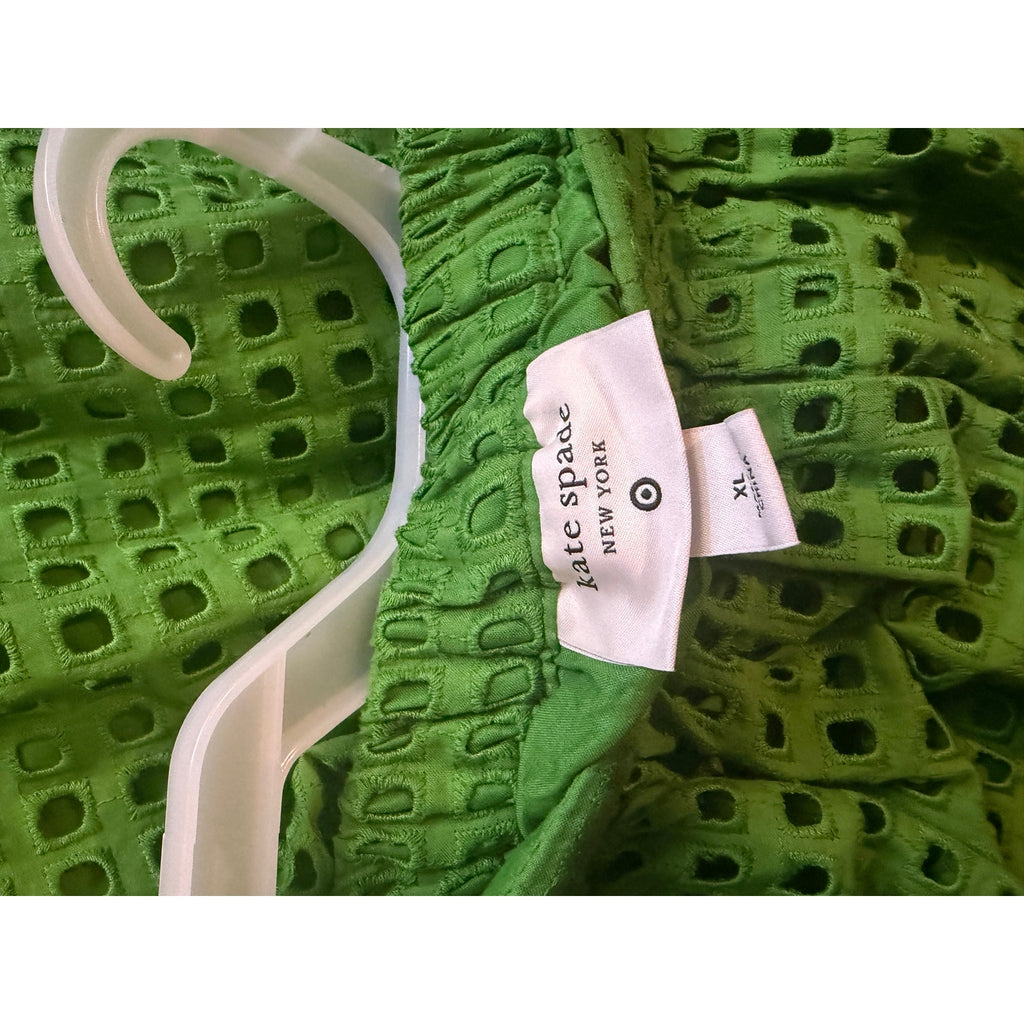Kate Spade New York Target Green Eyelet Midi Skirt XL NWT Elastic Waist