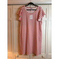 POLAGRAM Red & White Striped Knit Dress Plus 3XL Flutter Sleeve Midi